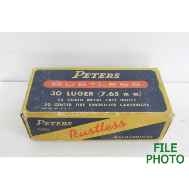 Peters Rustless 30 Luger (7.65 mm) Center Fire Ammunition
