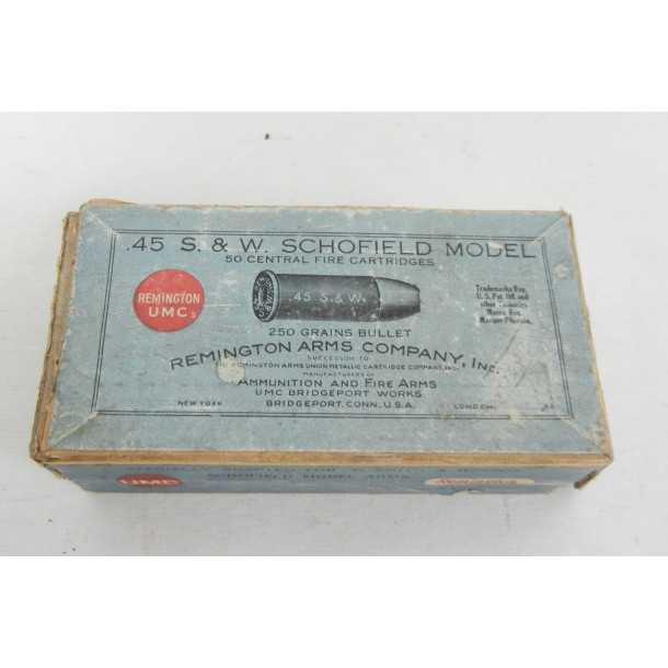 Remington UMC box of .45 S&W Schofield Model Revolver Ammunition