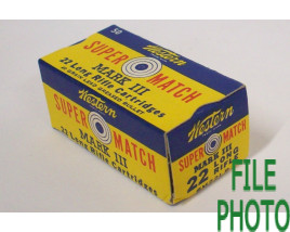 Western Super-Match Mark III Box of 22 LR Ammunition - Empty Box for Display