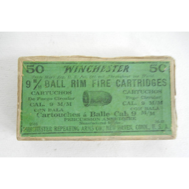 Winchester Box of 9mm Ball Rim Fire Ammunition