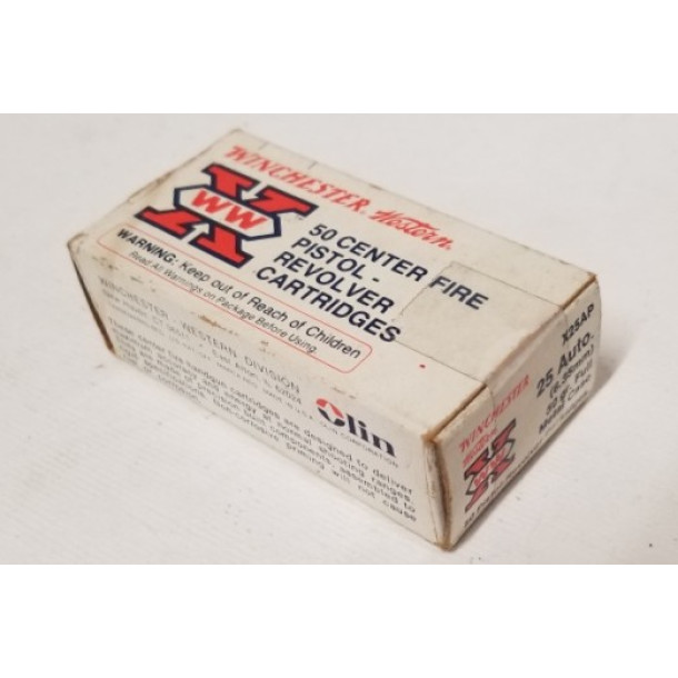 Winchester-Western Box of 25 Automatic Ammunition - Partial Box