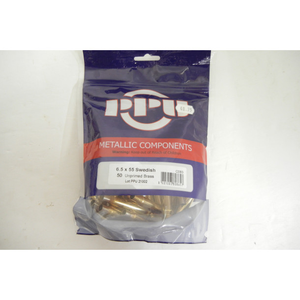 Unprimed 6.5 x 55 Brass Casings by PPU