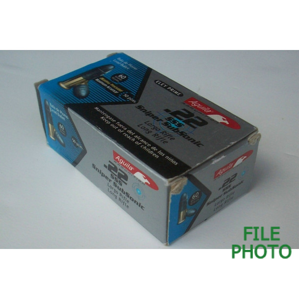 Aguila Sniper SubSonic Box of 22 LR Ammunition