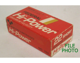 Federal Hi-Power Maximum Velocity Box of 22 Short Ammunition - Hollow Point - Partial Box