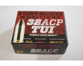 Fort Scott Munitions Box of 32 ACP 71 Grain FSM TUI Pistol Ammunition