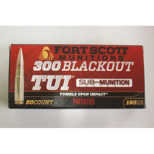 Fort Scott Munitions Box of 300AAC Blackout Subsonic 190 Grain FSM TUI Rifle Ammunition Fort Scott Munitions Box of 300AAC Blackout Subsonic 190 Grain FSM TUI Rifle Ammunition