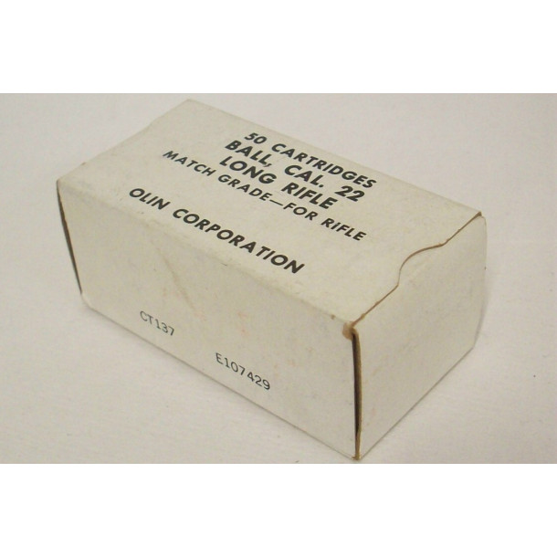 Olin Corporation Rifle Match Grade Box of 22 LR Ammunition Olin Corporation Rifle Match Grade Box of 22 LR Ammunition
