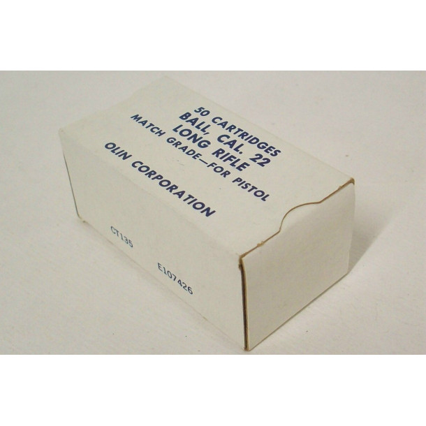 Olin Corporation Pistol Match Grade Box of 22 LR Ammunition Olin Corporation Pistol Match Grade Box of 22 LR Ammunition