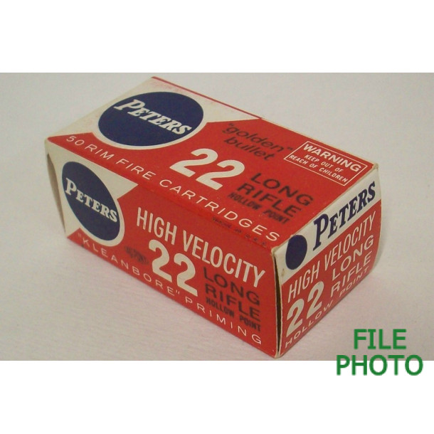 Peters High Velocity Box of 22 LR Ammunition - Hollow Point Peters High Velocity Box of 22 LR Ammunition - Hollow Point