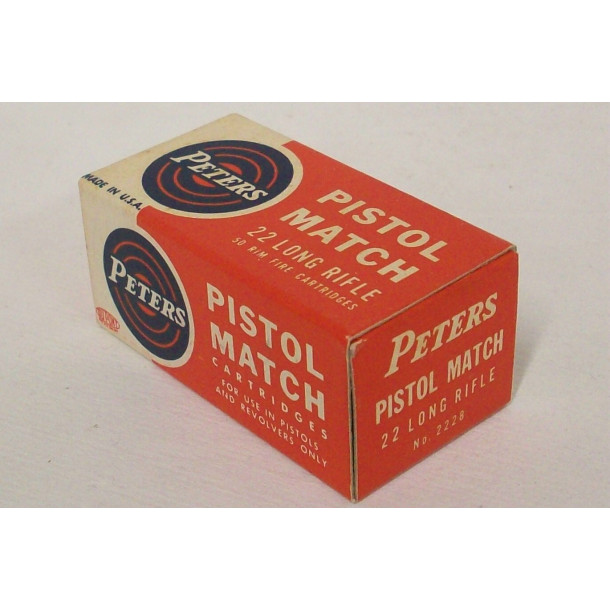 Peters Pistol Match Box of 22 LR Ammunition Peters Pistol Match Box of 22 LR Ammunition