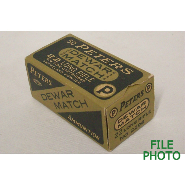 Peters Dewar Match Box of 22 LR Ammunition