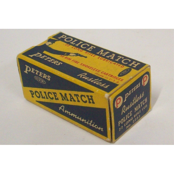 Peters Rustless Police Match Box of 22 LR Ammunition Peters Rustless Police Match Box of 22 LR Ammunition