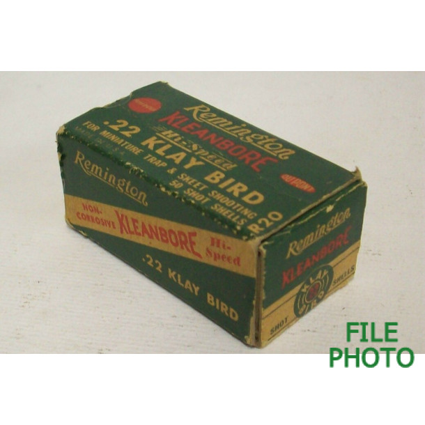 Remington Kleanbore Hi-Speed Box of 22 Klay Bird Ammunition - Partial Box Remington Kleanbore Hi-Speed Box of 22 Klay Bird Ammunition - Partial Box