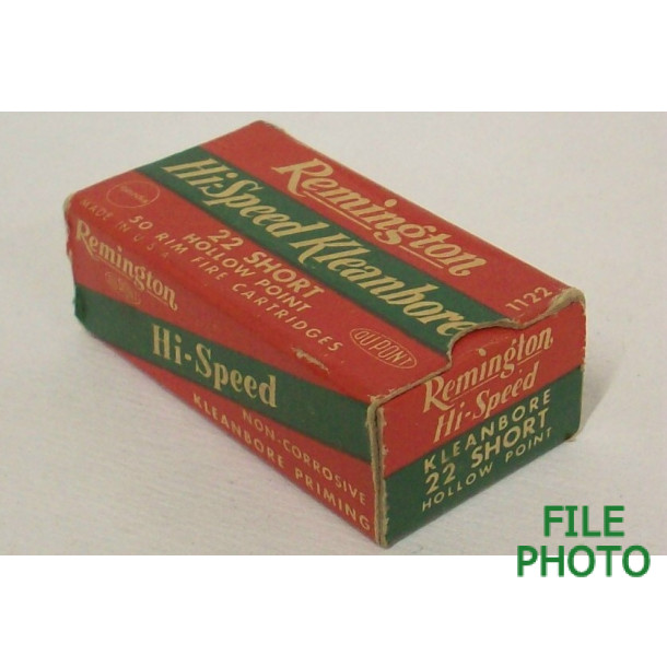 Remington Hi-Speed Kleanbore Box of 22 Short Ammunition - Hollow Point - Partial Box Remington Hi-Speed Kleanbore Box of 22 Short Ammunition - Hollow Point - Partial Box