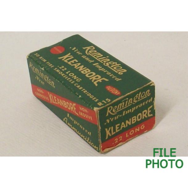 Remington New and Improved Kleanbore Box of 22 Long Ammunition - Partial Box Remington New and Improved Kleanbore Box of 22 Long Ammunition - Partial Box