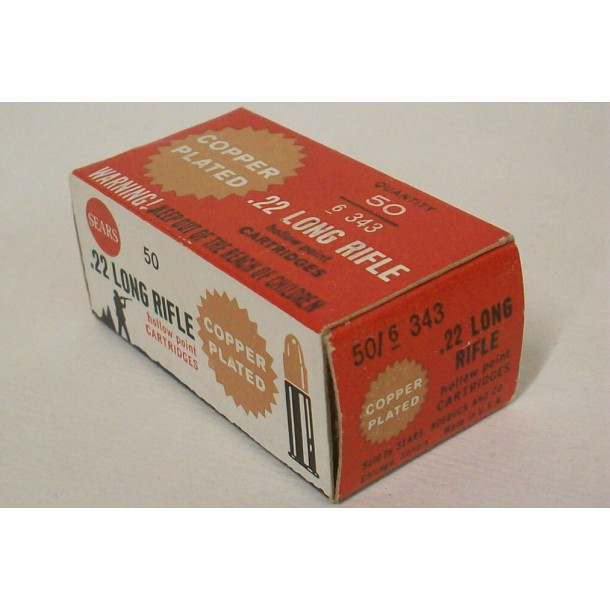 Sears Copper Plated Box of 22 LR Ammunition - Hollow Point