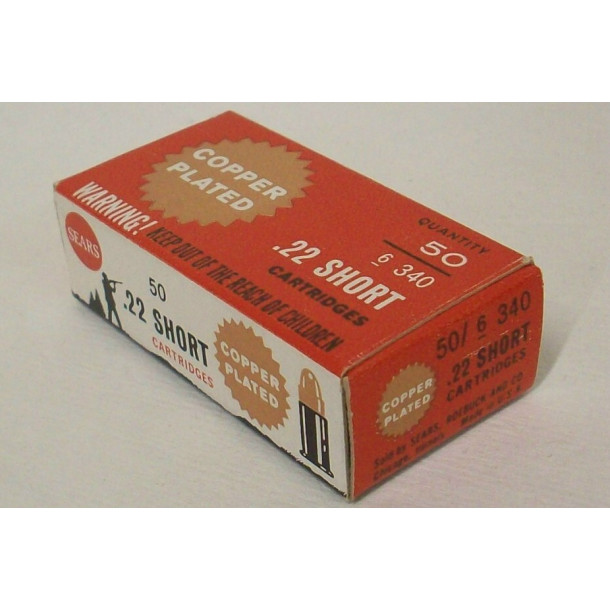 Sears Copper Plated Box of 22 Short Ammunition