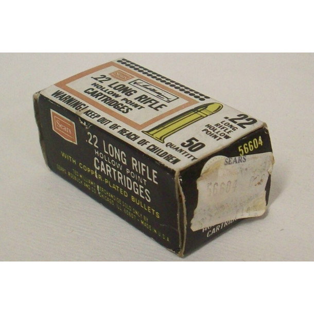 Sears Ted Williams Box of 22 LR Ammunition - Hollow Point - Partial Box Sears Ted Williams Box of 22 LR Ammunition - Hollow Point - Partial Box