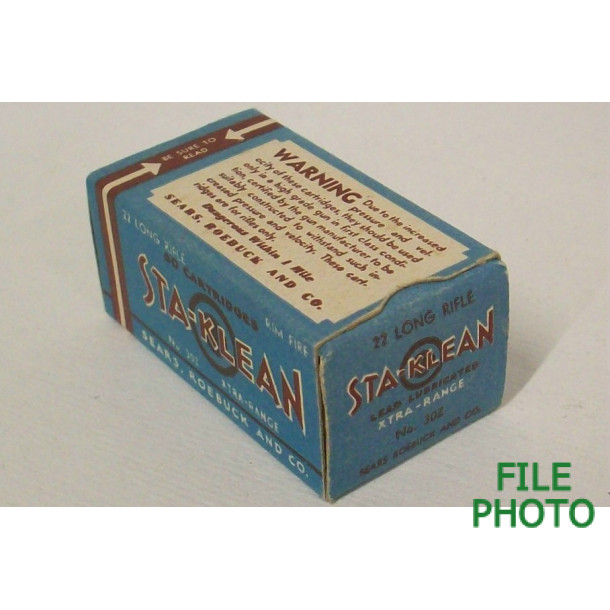 Sears Sta-Klean Box of 22 LR Ammunition - Partial Box Sears Sta-Klean Box of 22 LR Ammunition - Partial Box