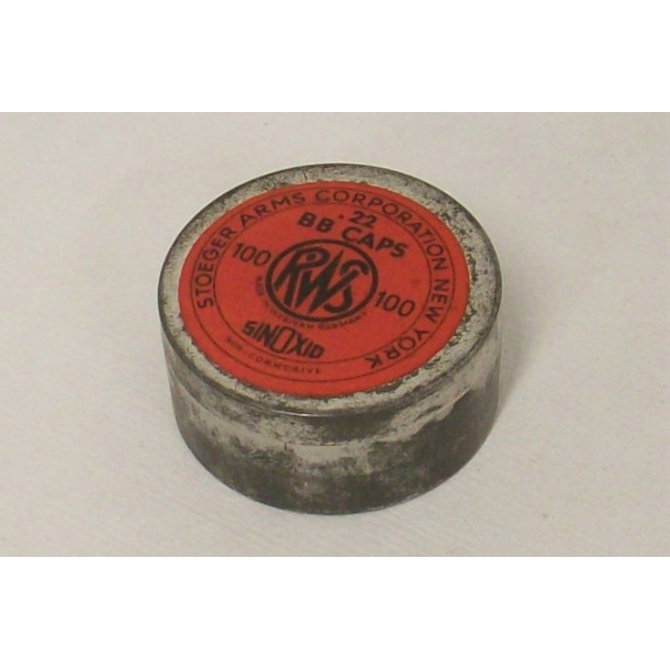 Stoeger Arms Corp. / RWS Tin of 22 BB Caps - Partial Tin Stoeger Arms Corp. / RWS Tin of 22 BB Caps - Partial Tin