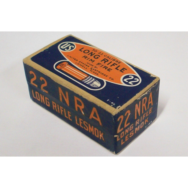 U.S. Cartridge Co. NRA Lesmok Half-Split Two Piece Box of 22 LR Ammunition U.S. Cartridge Co. NRA Lesmok Half-Split Two Piece Box of 22 LR Ammunition