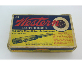 Western Box of 6.5 mm Mannlicher Schoenauer Rifle Ammunition