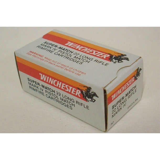 Winchester Super-Match Mark IV Pistol Match Box of 22 LR Ammunition Winchester Super-Match Mark IV Pistol Match Box of 22 LR Ammunition