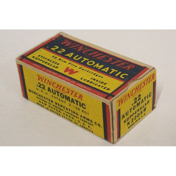 Winchester Staynless Kopperklad Box of 22 Automatic Ammunition Winchester Staynless Kopperklad Box of 22 Automatic Ammunition