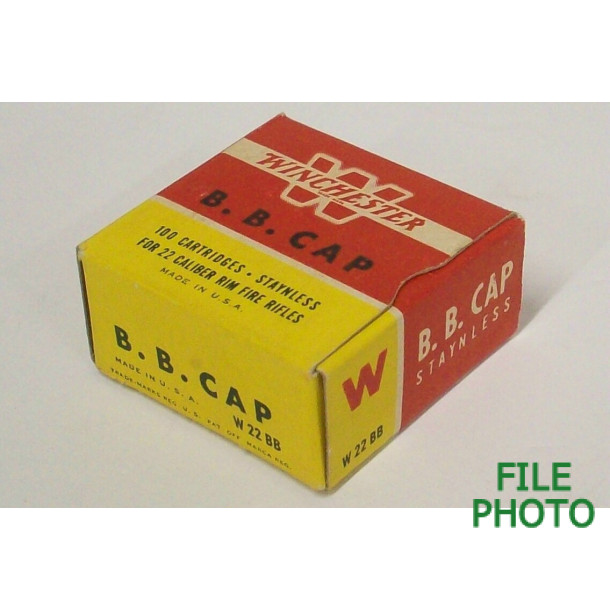Winchester Staynless Box of 22 B.B. Caps Ammunition Winchester Staynless Box of 22 B.B. Caps Ammunition