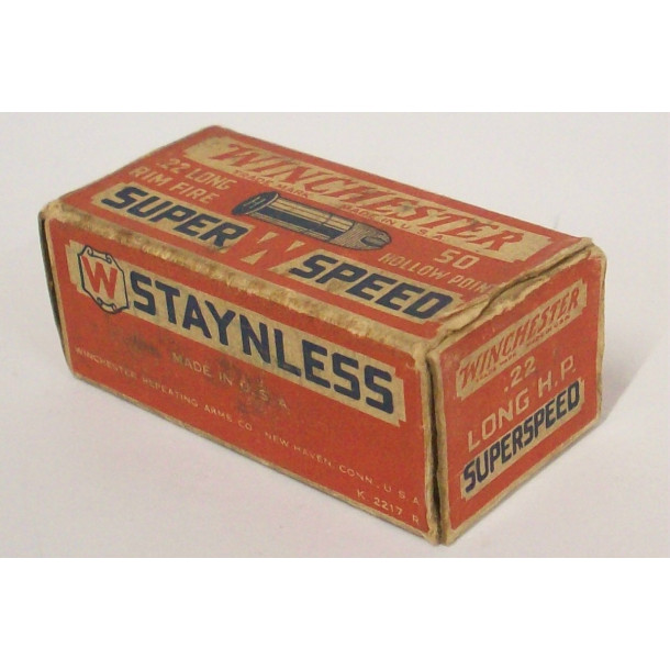 Winchester Super Speed Staynless Box of 22 Long Ammunition - Hollow Point - Partial Box Winchester Super Speed Staynless Box of 22 Long Ammunition - Hollow Point - Partial Box