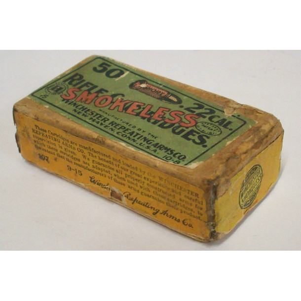 Winchester Smokeless Box of 22 Short Ammunition - Partial Box