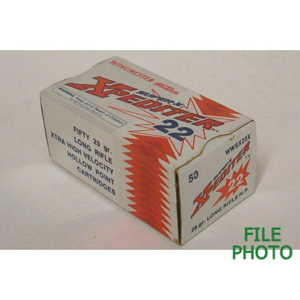 Winchester-Western Super-X Xpediter Box of 22 LR Ammunition - Hollow Point Winchester-Western Super-X Xpediter Box of 22 LR Ammunition - Hollow Point