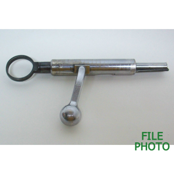 Breech Bolt Assembly - Military Ring Cocking Knob - Chrome Body w/ Flat Bolt Handle - Original