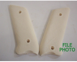 Grip Panels - Checkered Synthetic Imitation Ivory - Quality Reproduction