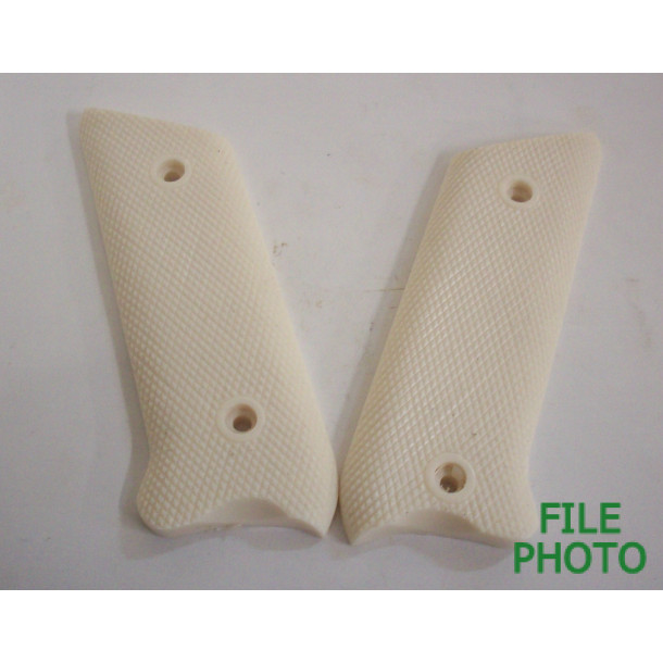 Grip Panels - Checkered Synthetic Imitation Ivory - Quality Reproduction