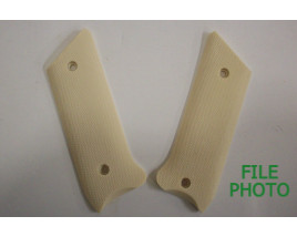 Grip Panels - Checkered Synthetic Imitation Ivory - Quality Reproduction