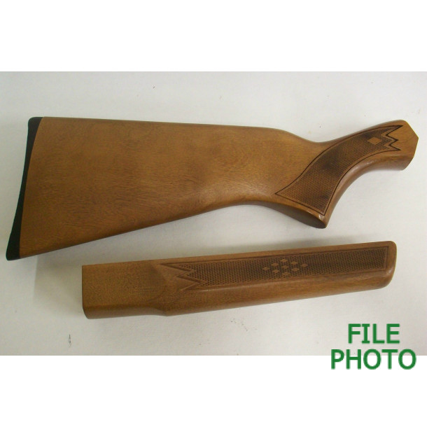 Butt Stock & Forearm Set - 3rd Variation - Checkered Hard Wood - w/ Butt Plate - Original
