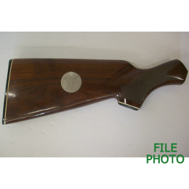 Butt Stock - Walnut - Checkered - High Gloss - w/ Butt Plate & Grip Cap - w/ "W" Medallion - Original Butt Stock - Walnut - Checkered - High Gloss - w/ Butt Plate & Grip Cap - w/ "W" Medallion - Original