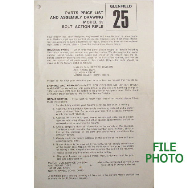 z- Parts Price List  - Bifold - 1974  - Original