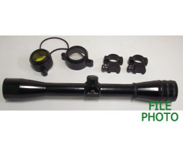 Gru-Bee WolfPup 4X-24mm 3/4" Tube Rifle Scope w/ Duplex Reticle, Rings & Lens Covers