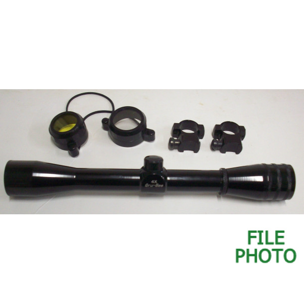 Gru-Bee WolfPup 4X-24mm 3/4" Tube Rifle Scope w/ Wide Duplex Reticle, Rings & Lens Covers