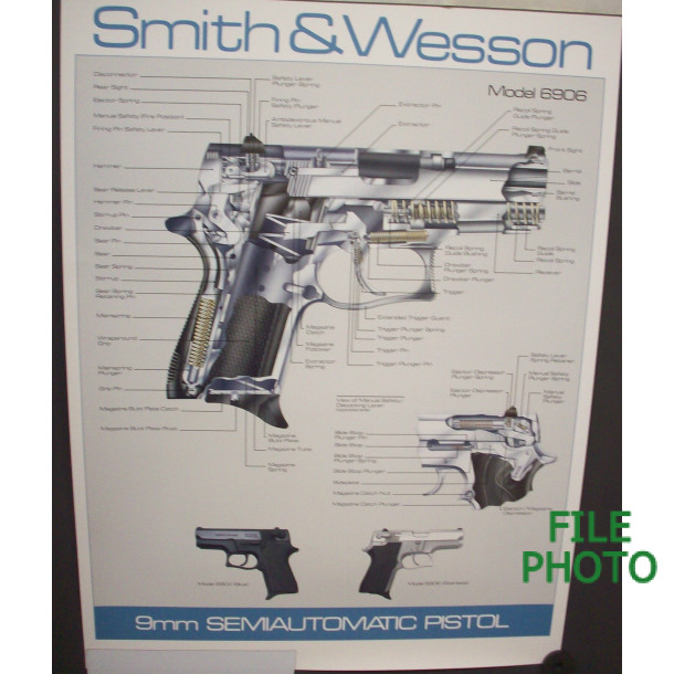 Smith & Wesson 18"X24" Model 6906 Pistol Schematic Poster