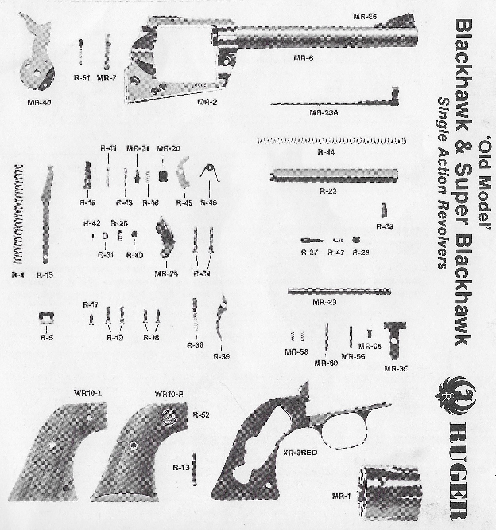 Ruger 3 Screw Blackhawk - Old Model Revolver Parts